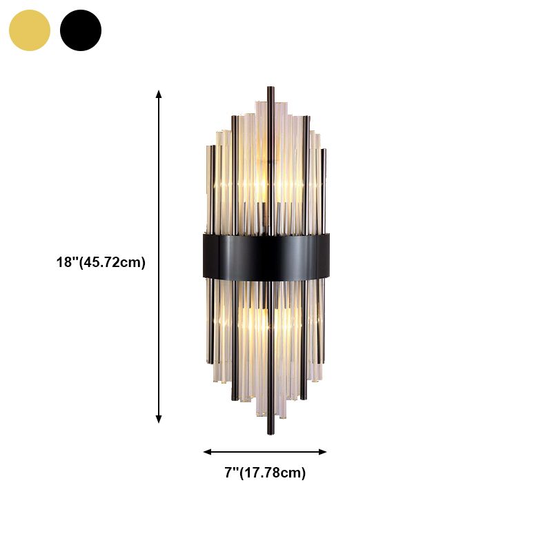 Modern Luxury Geometric Wall Lamp Metal 2-Light Wall Light with Crystal Shade
