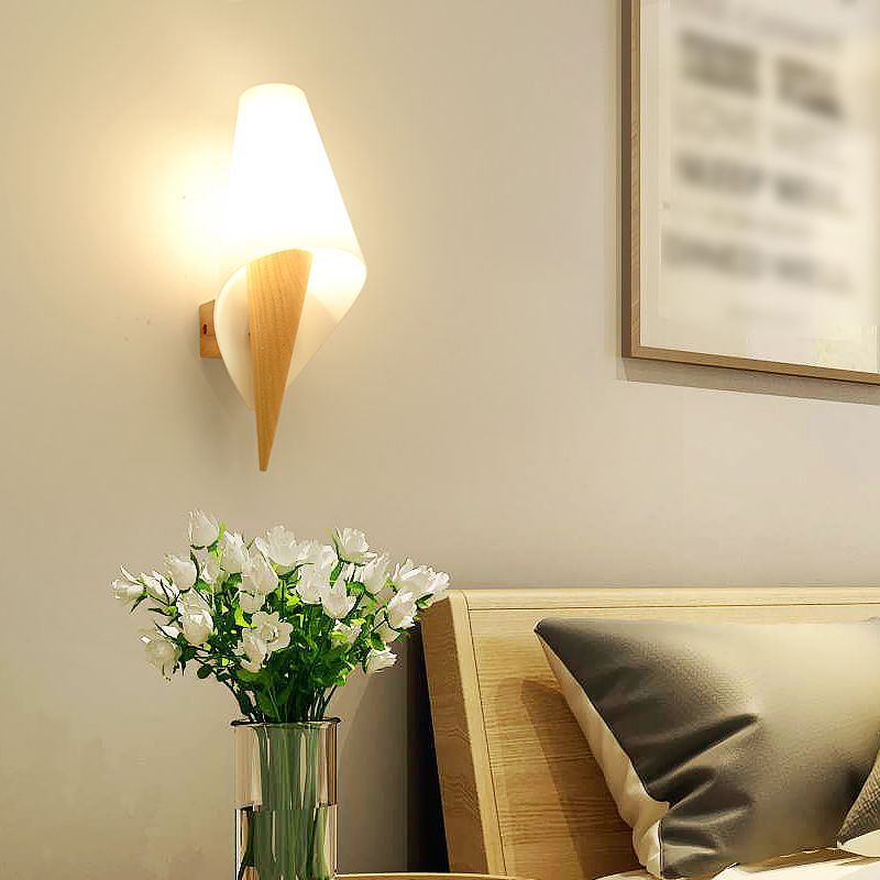 1-Light Wall Mount Light Modern Wooden Wall Sconce Lamp for Living Room(Plant not include)