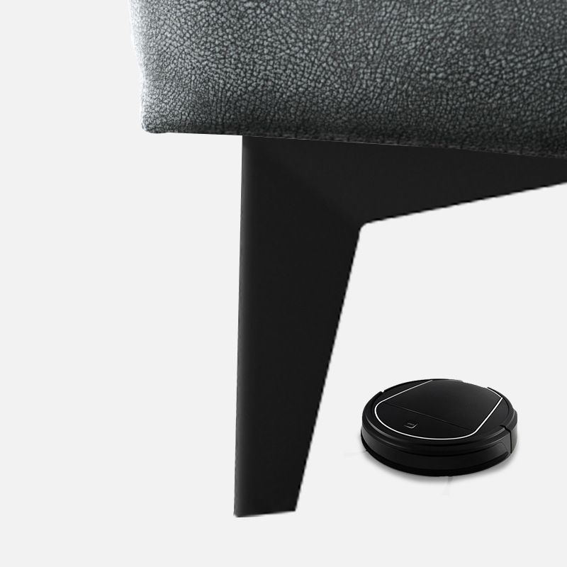 Grey Standard Bed with Rectangular Panel Headboard and Metal Legs