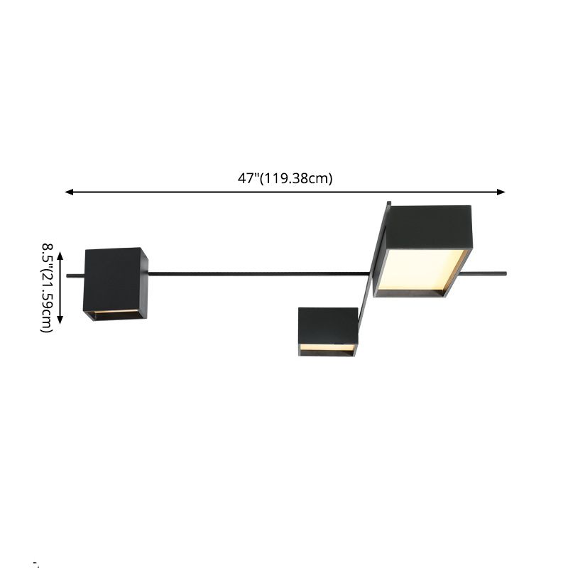 Moderne Minimalistische LED Plafondlamp Smeedijzer Geometrische Flush Mount met Acryl Shade