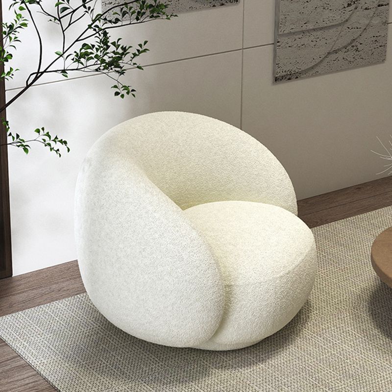 Modern Simple Curved Sofa 29.53"h Sloped Arm Wool Sofa in White
