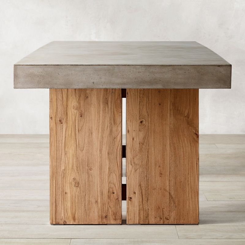 Rectangle Double Pedestal Dining Table Modern Wood Base Table for Kitchen