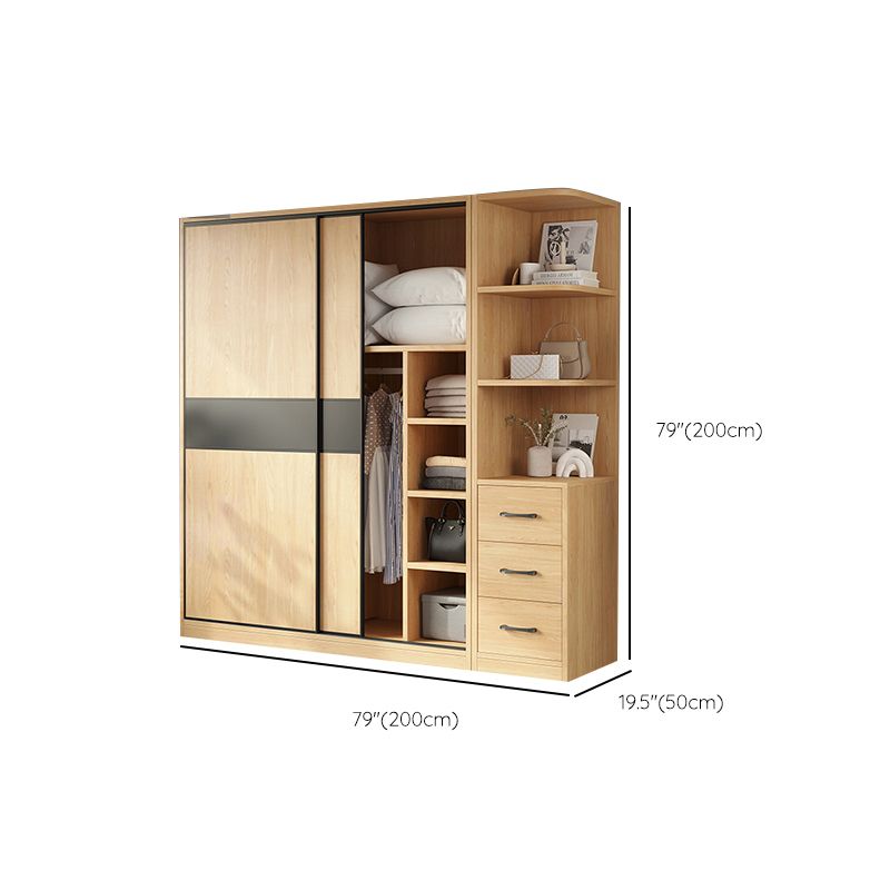Modern Pine Solid Wood Wardrobe Freestanding Wardrobe with Soft Close Doors