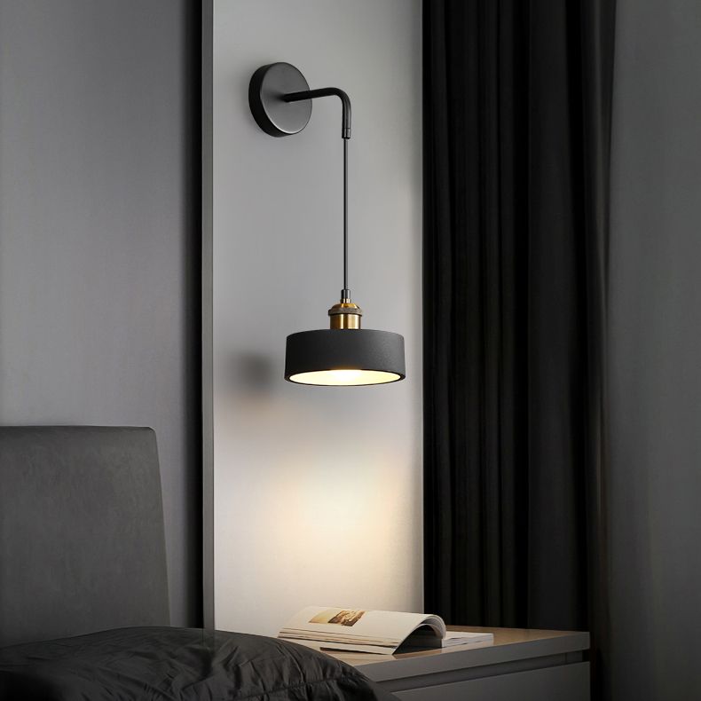 Modern Metal LED Wall Sconce Geometric Shape Wall Light with Resin Shade for Bedroom