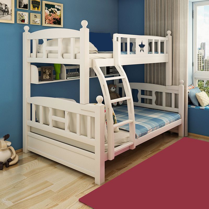 Beech Bunk Bed Modern Style Bunk Bed with Footboard in White