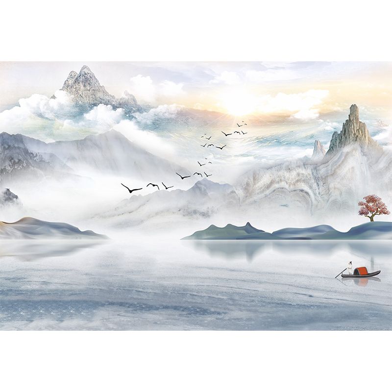 Serenity River Landscape Wall Murals for Living Room Scenery Wall Covering, Made to Measure