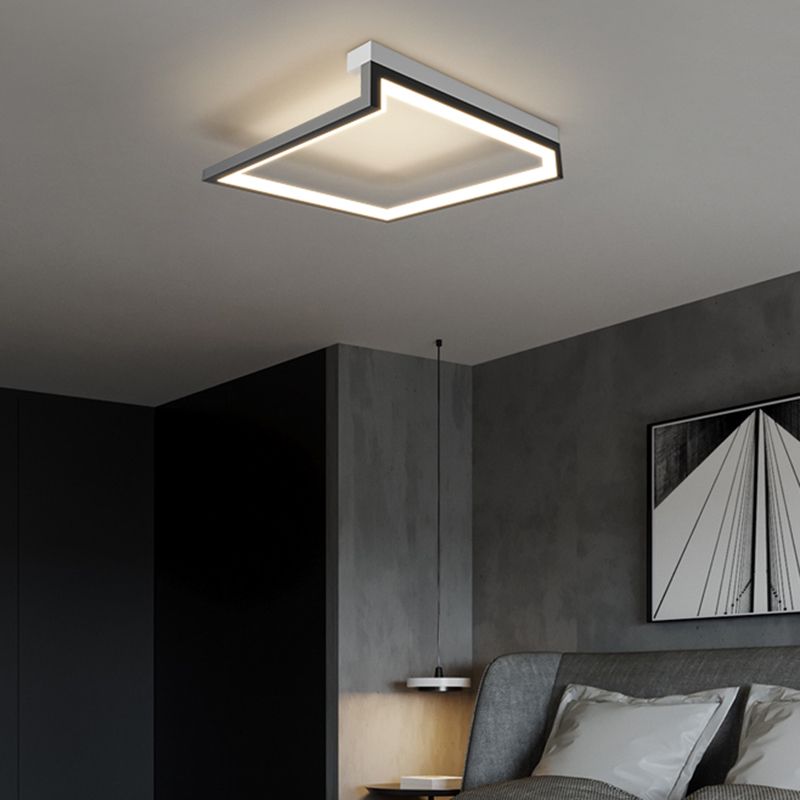 Black Minimalism LED Ceiling Square Light Square Cube Flush Mount Lamp for Bedroom