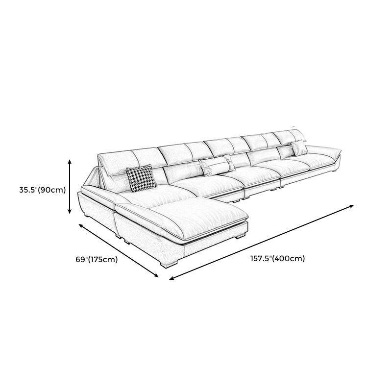 Contemporary Grey Faux Leather Sectional Pillow Top Arm Stain-Resistant Sofa and Chaise