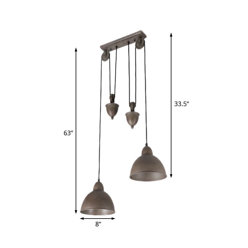 2-Licht-Anhänger Beleuchtung Industriekuppel Metallhänge Deckenlicht in antiker Bronze