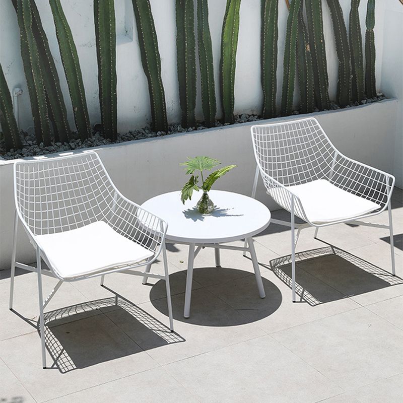 Industrial Metal Dining Armchair Water Resistant Armchair with Arm