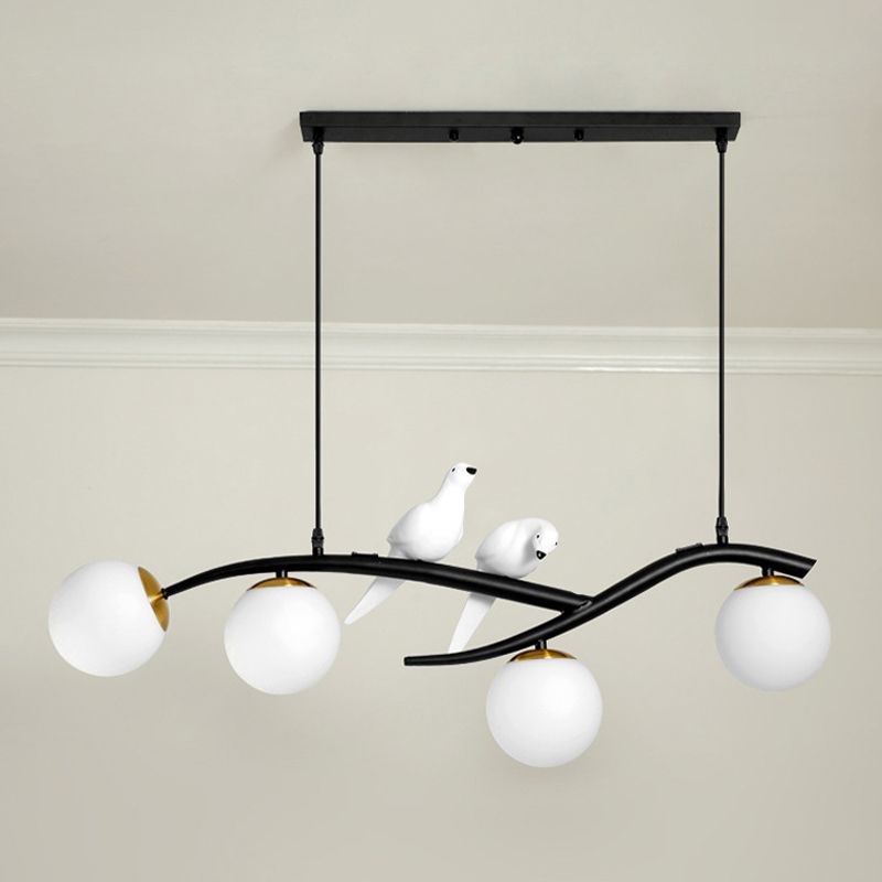 Glass Globe Shaded Ceiling Light Industrial Metal Kitchen Island Lighting