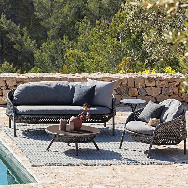 Industrial Metal Frame Outdoor Patio Sofa Water Resistant Patio Sofa