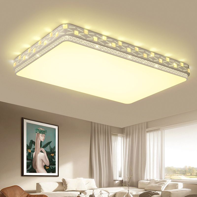 Geometric Shaped Living Room Ceiling Lamp Acrylic Modern LED Flush Light with Crystal Decoration