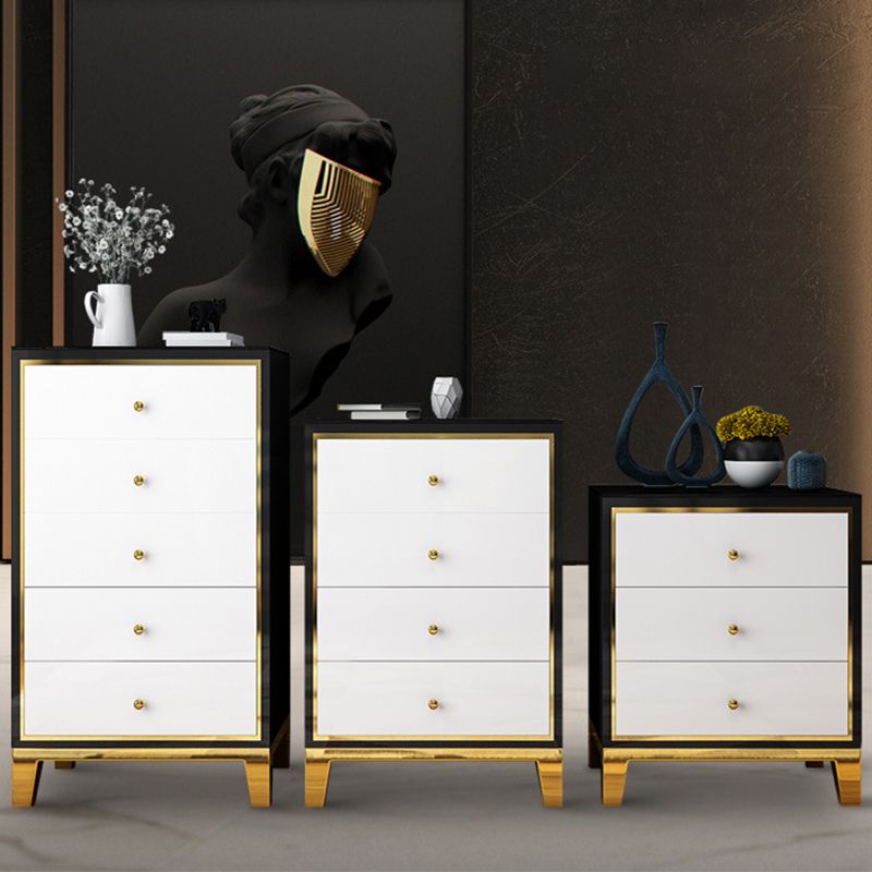 Glam Vertical Bedroom Chest Wooden Storage Chest with Drawers