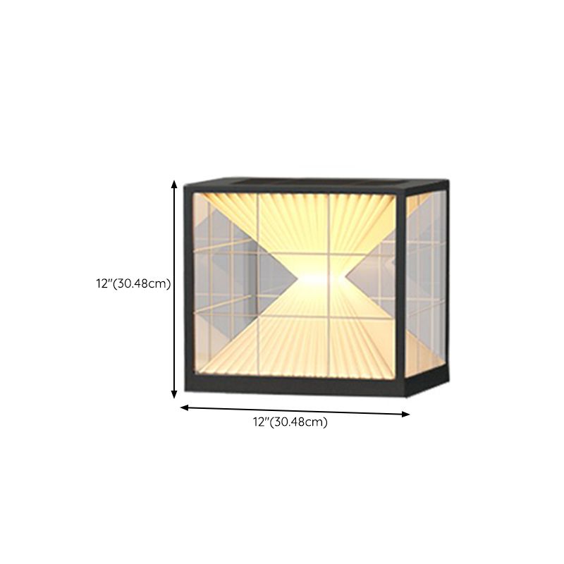 Metal Square Shape Outdoor Light Modern Style 1 Light Solar Pillar Light in Black