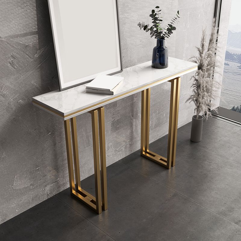 Contemporary Marble 4 Legs Console Table Rectangle Scratch Resistant Sofa Table