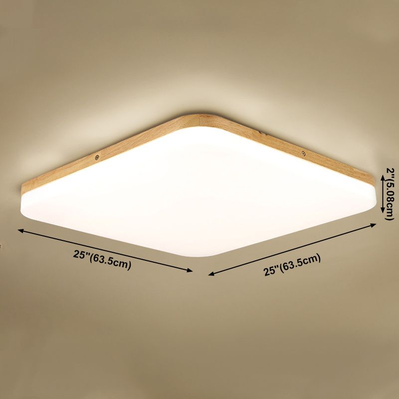 Geometry Shape LED Ceiling Lamp Modern Wooden 1 Light Flush Mount for Living Room