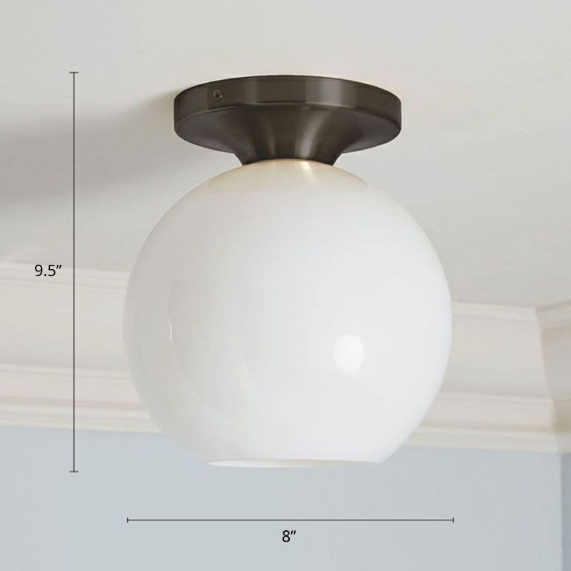 Minimalist Geometric Flushmount Light Glass 1 Bulb Balcony Semi-Flush Mount Ceiling Light