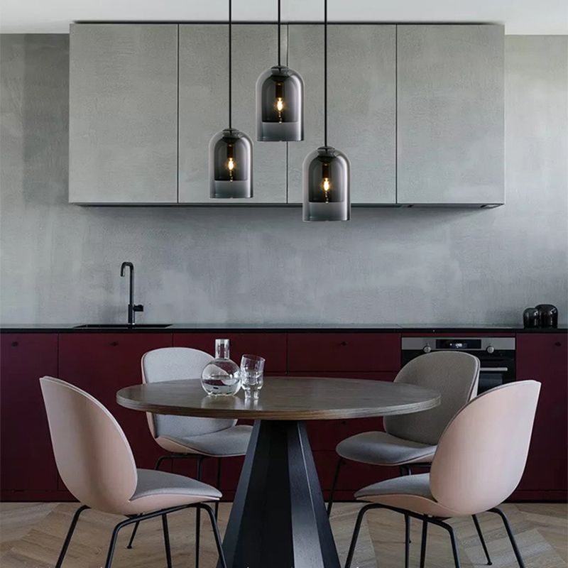 Vetro a forma di campana mini appeso leggero in stile post-moderno minimalismo lampada a sospensione per bar