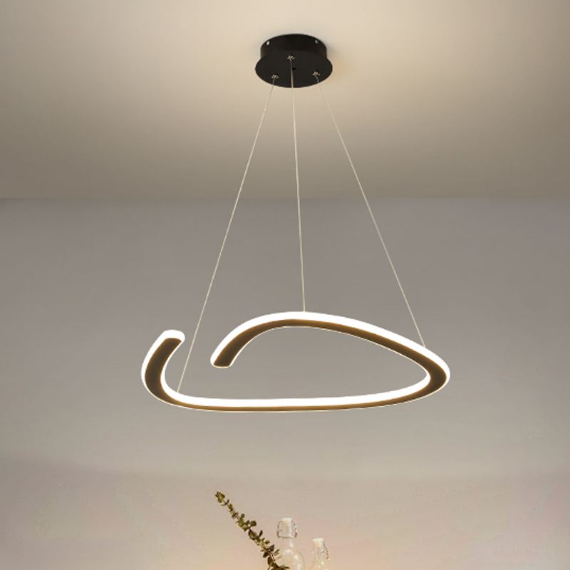 Schwarz getrennte Dreieck Kronleuchter Einfachheit LED Metallic Suspension Light in Weiß/warmes Licht