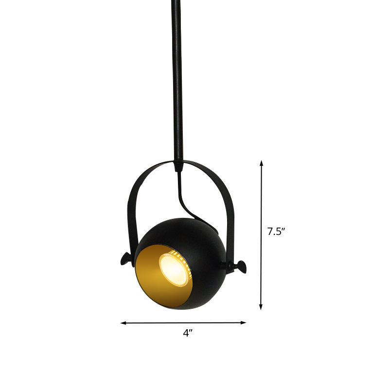 LED Dome Pendant Lighting Antiqued Black Finish Metallic Adjustable Hanging Spotlight with Handle