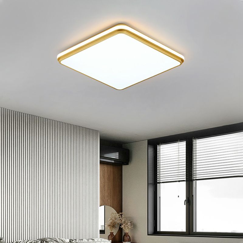 Minimalism Ceiling Light Fixture Gold LED Flush Mount for Bedroom