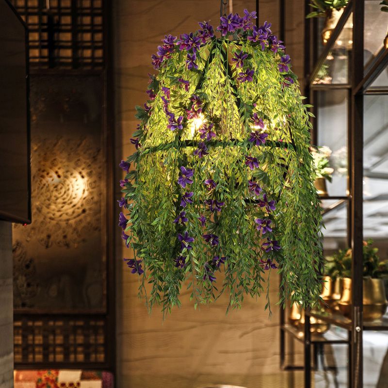 Cage de diamant à 4 balles Light Light Industrial Black Metal Plant Éclairage d'éclairage en suspension pour le restaurant