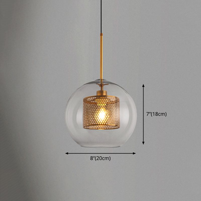Contemporary Single Round Pendant Lighting with Clear Glass Orb Shade