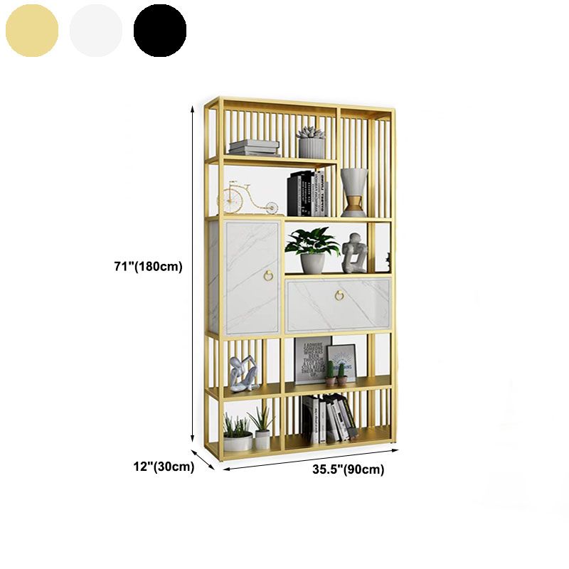 Modern Metal Shelf Bookcase Open Home Bookshelf with Cabinets