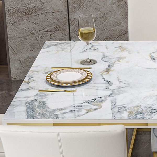 Luxury Sintered Stone Top Table Rectangle Table with Gold Pedestal