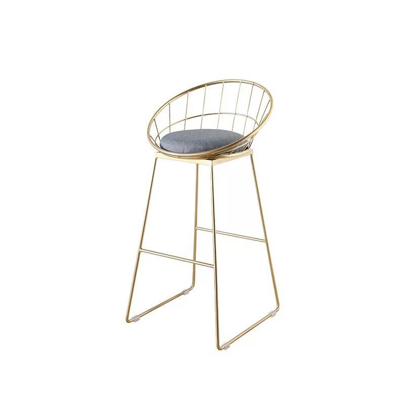 Glam Style Low Back Dining Stools Metal Bar Stools with Footrest