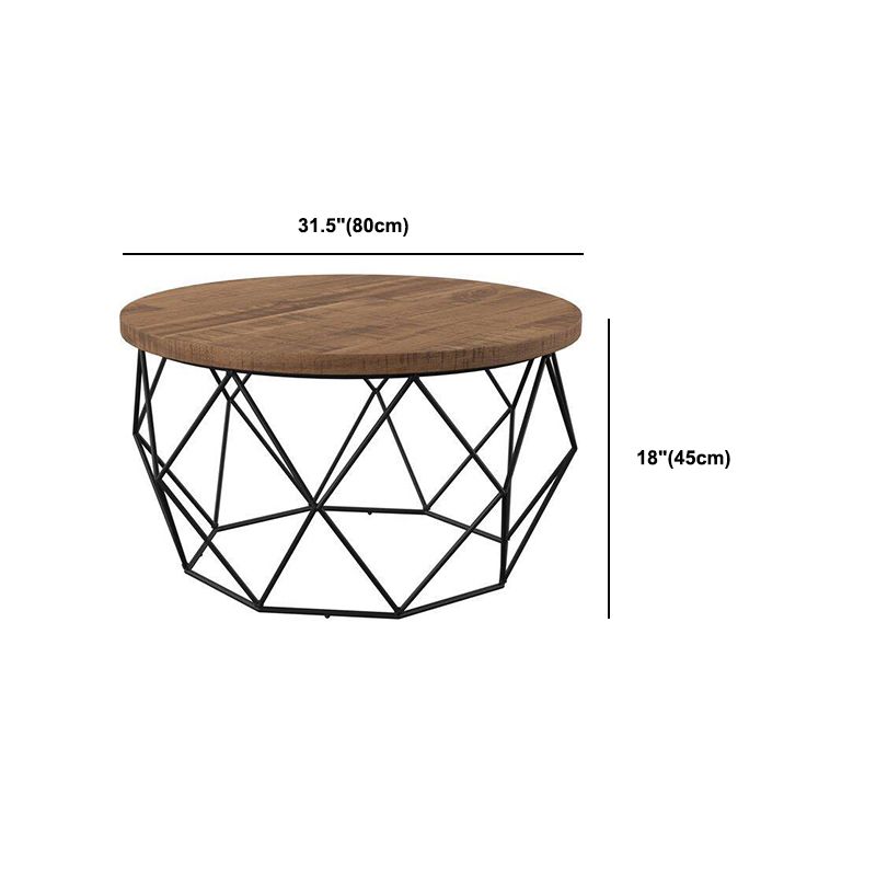Frame Round Wooden Coffee Cocktail Table 1 Single Coffee Table - 17.7" H