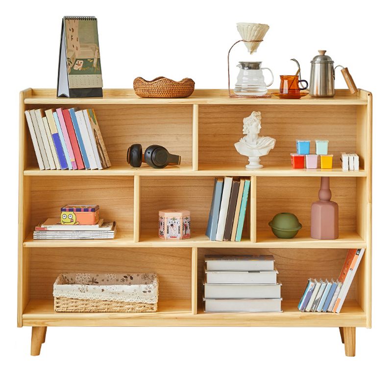 Contemporary Pine Solid Wood Bookcase Closed Back Bookshelf for Home