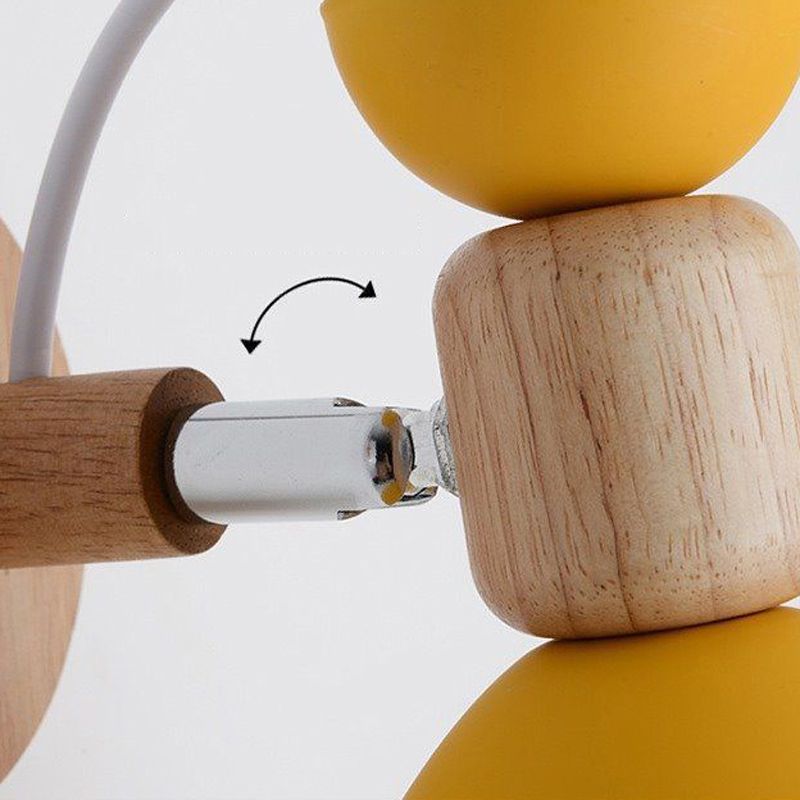 Modern Style Metallic Shade Wall Light Wooden Wall Light Sconce for Kids' Room