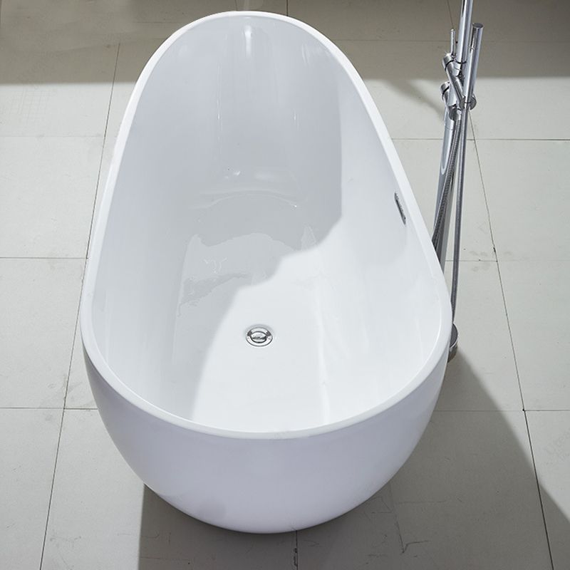 Modern Soaking Bathtub Oval with Drain Acrylic Freestanding Bath Tub