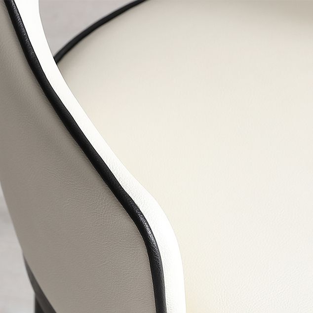 Glam Open Back Dining Armchair PU Leather Dining Chair with Solid Wood Legs