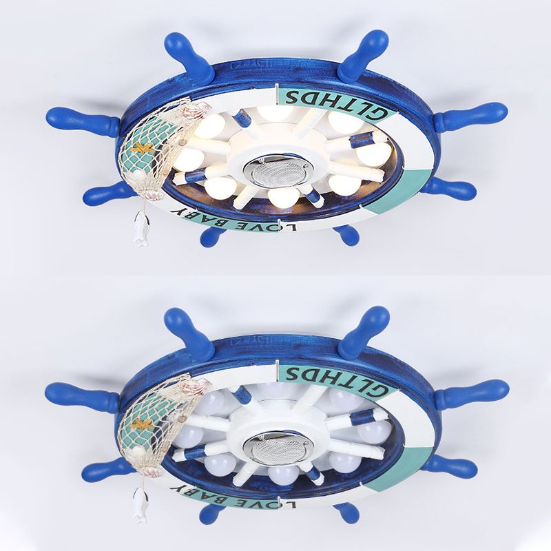 Plafonnier LED bleu en métal pour enfants, luminaire de plafond pour chambre d'enfant