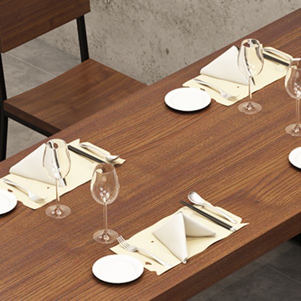 Solid Wood Fixed Dining Table Industrial Kitchen Table with Trestle Base