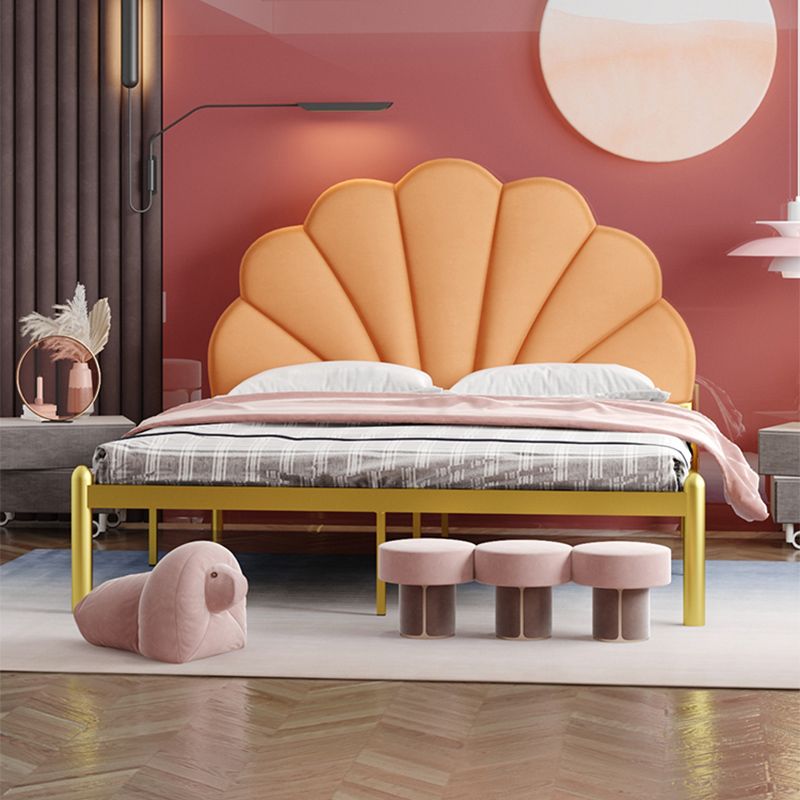 Glam Style Metal Panel Standard Bed with Arched Headboard for Bedroom