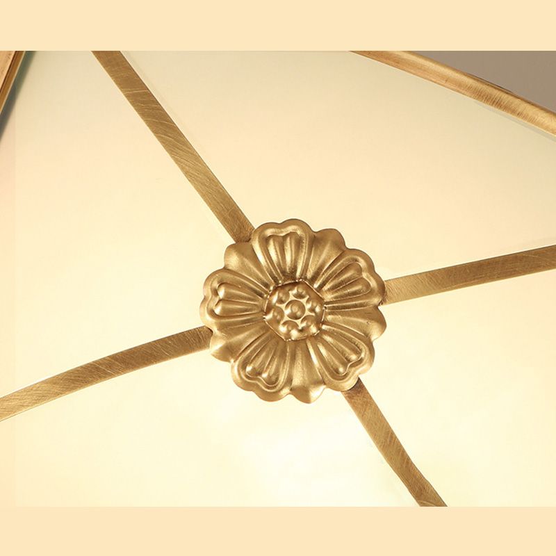 Glass Floral Flush Mount Lighting Minimalist Bedroom Flush Mount Ceiling Fixture in Gold