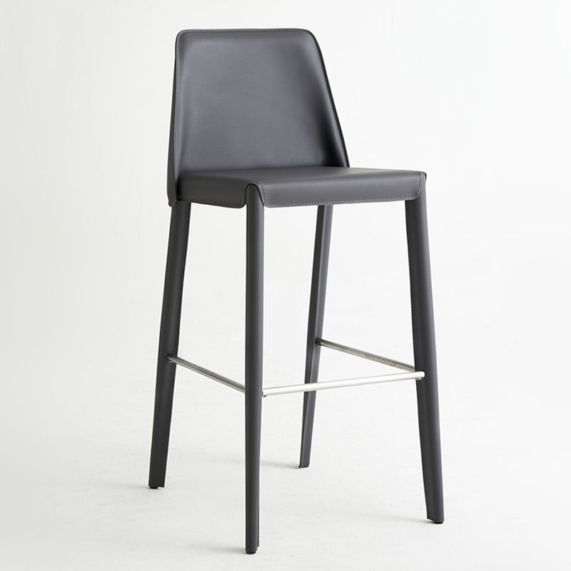 Faux Leather Bar Stools Modern Style Patio Bar Stool with Backrest