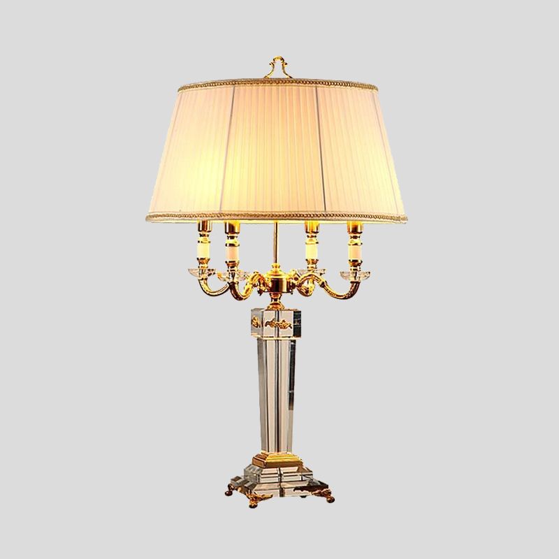 4 têtes de salon de bureau lampe à lecture blanche moderne Lumière avec une teinte en tissu de tambour