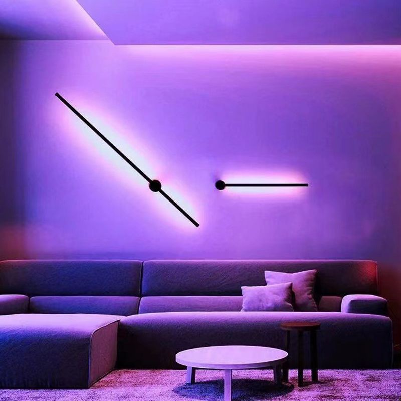 Black Aluminum Modern Wall Sconce Linear Wall Mounted Light for Living Room