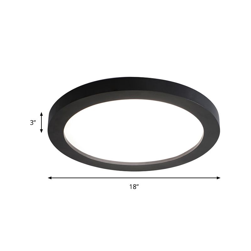 Placa de metal de montaje empotrado minimalista Led 14"/18"/21.5" de ancho negro empotrado lámpara de techo con difusor empotrado