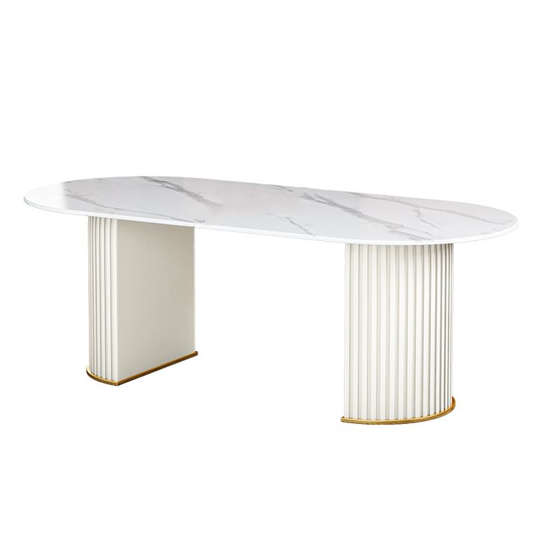 Stone Top Dining Table Contemporary Oval Dining Table with Sled Base