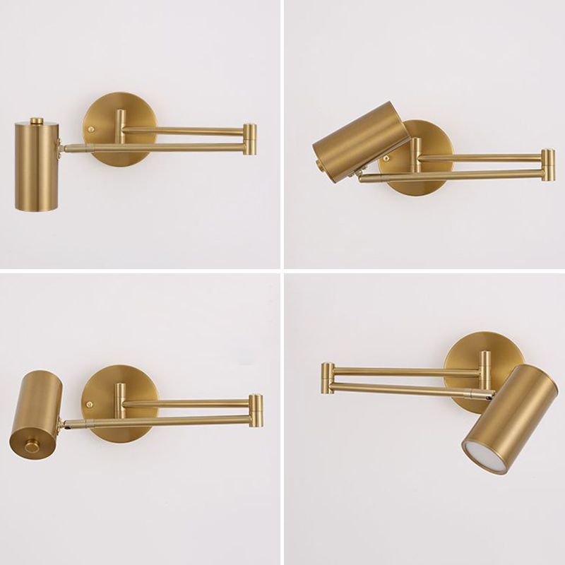 Post moderna estilo de pared de metal cilíndrica de estilo moderno con el brazo oscilante de la luz de la cama de la cama del brazo de la cabecera.