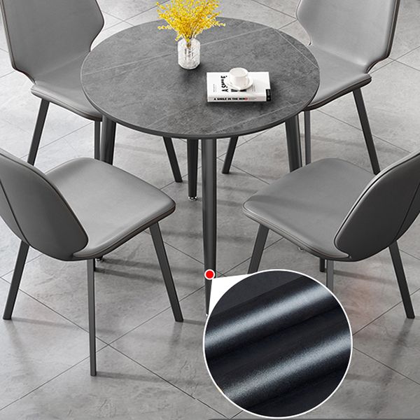 31.5-inch Metal Industrial Dining Table Sintered Stone Top Table with 4 Legs