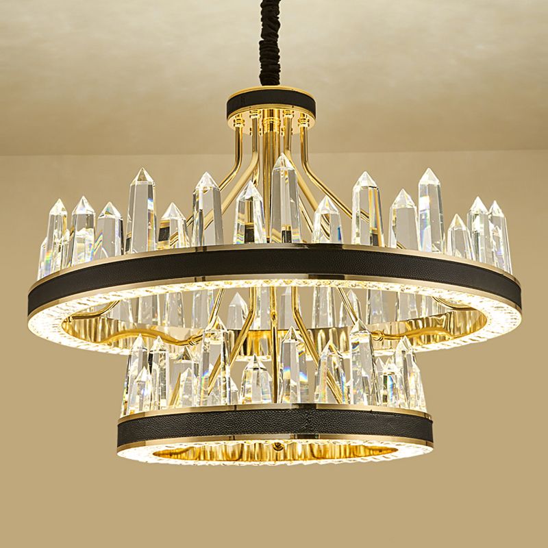 Contemporary Chandelier Light Fixture K9 Crystal Pendant Chandelier in Black