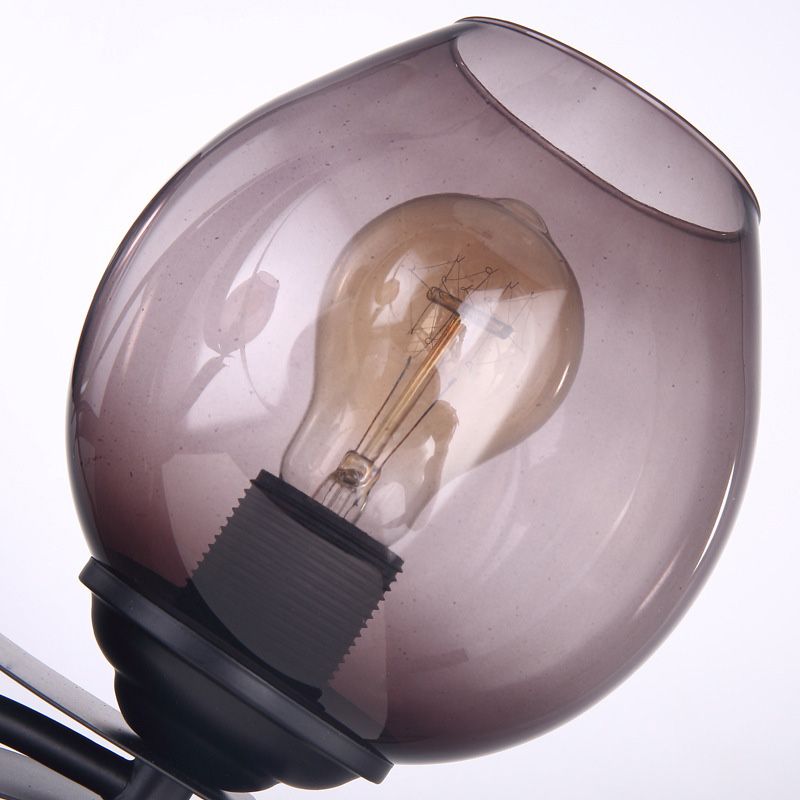 One Light Wall Sconce Lighting with Orb Shade Grey Glass Industrial Coffee Shop Light Fixture in Black