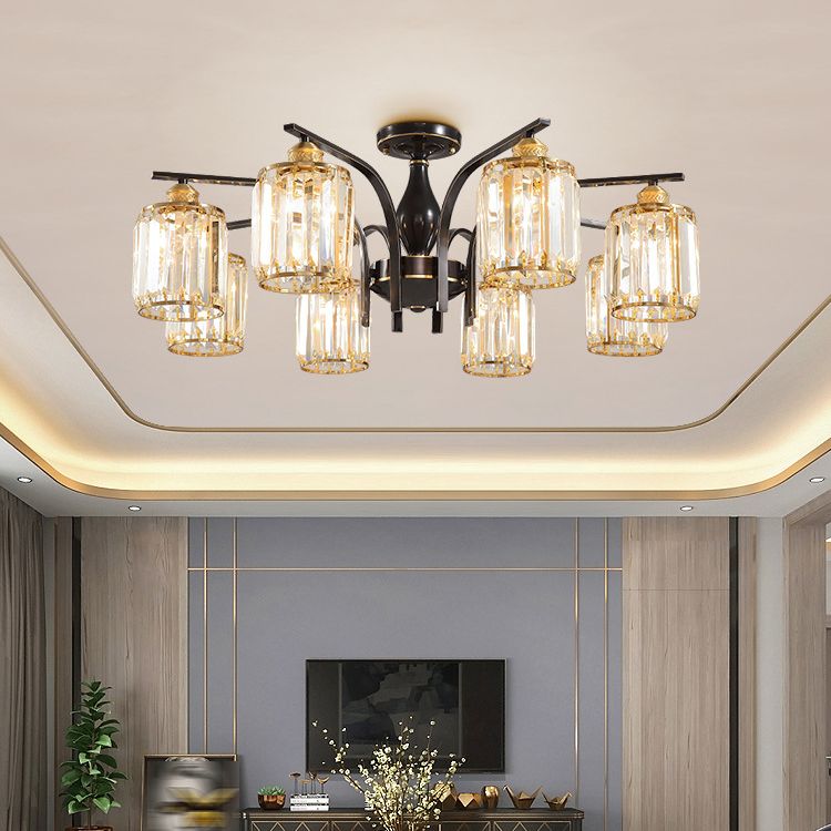 Modern Minimalist Ceiling Lamp Crystal Shade Flush Mount Light Fixture for Bedroom